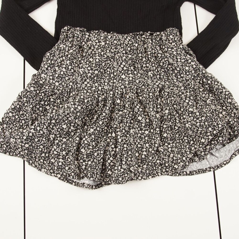 Zara Girls Black Long Sleeve Ribbed Sweater / Floral Skort Set Sz 13 - 14 - Picture 5 of 12